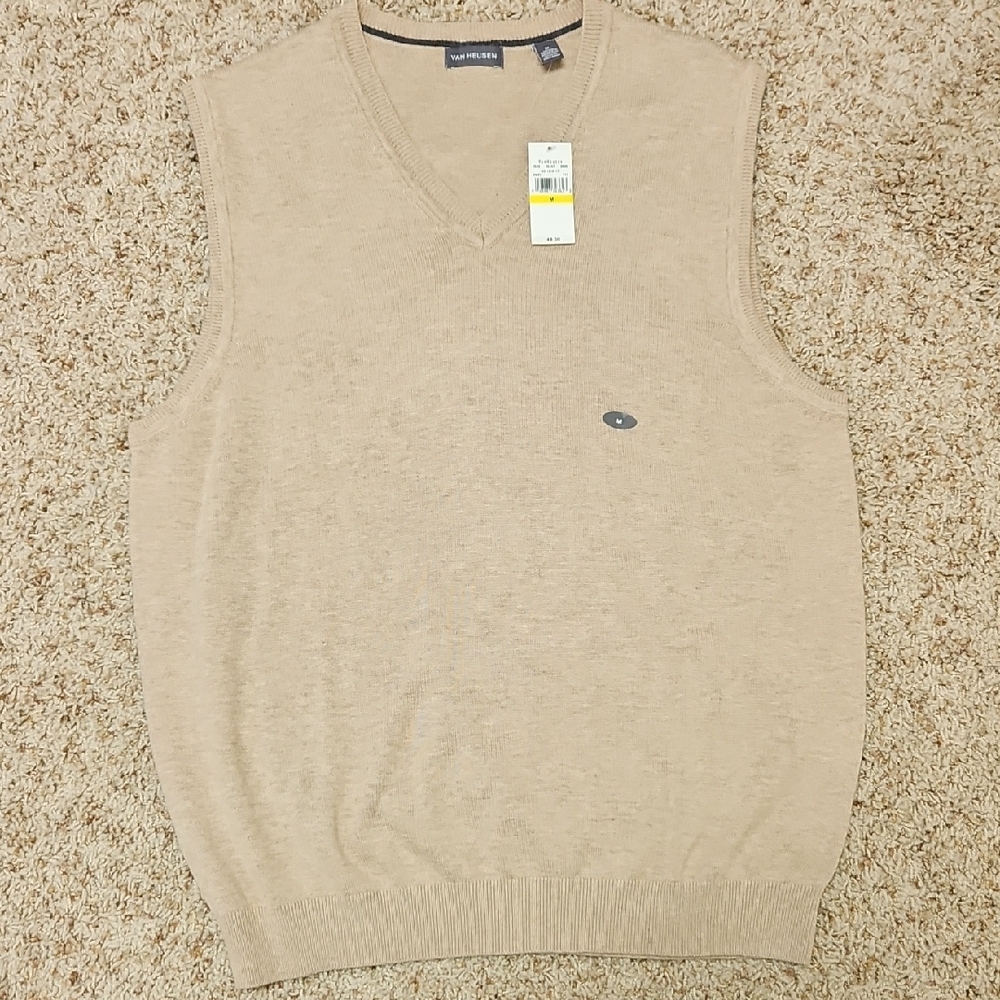 Van Heusen Tan V-Neck Sweater Premium Knit Elegance